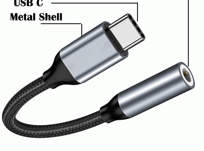 Adaptador de cable de audio de 3,5 mm de USB tipo C a AUX de alta compatibilidad DAC para Samsung Pixel Google Phone 3