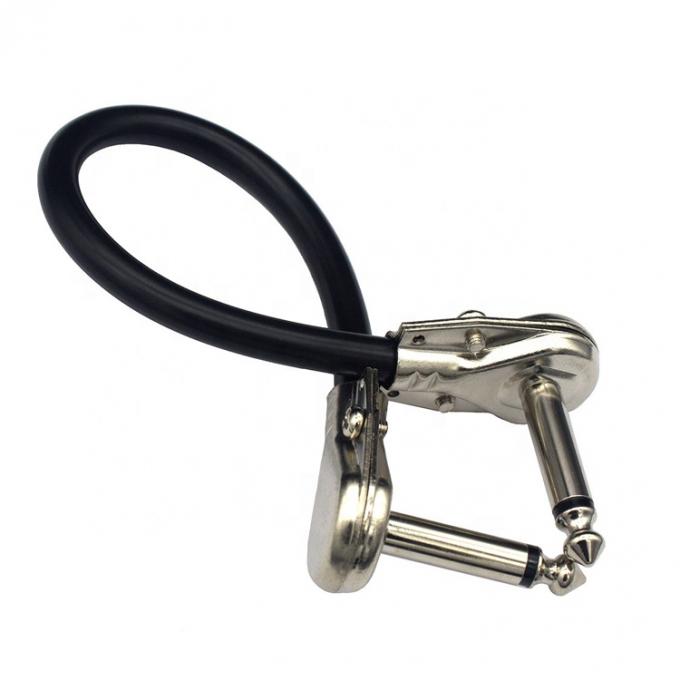 1/4 6.35mm de pulgada de plata de oro ángulo derecho mono TS Audio Jack Instrument Guitar Patch Cable 0