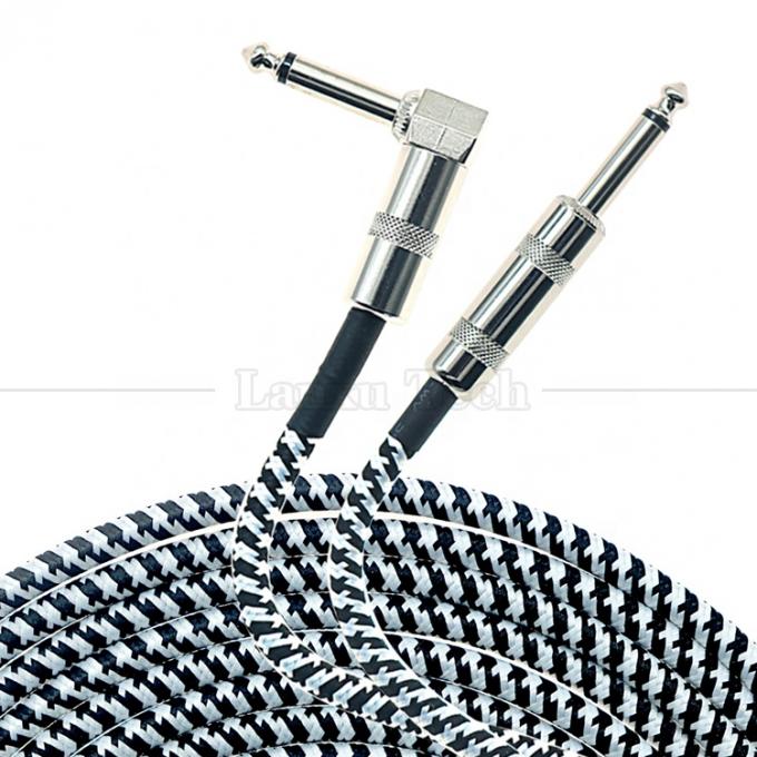 Metal trenzado en ángulo recto de 3M 6.35mm 1/4 TS Jack Audio Guitarra eléctrica Instrumento de efecto de bajo Amp Patch Cable de plomo 1