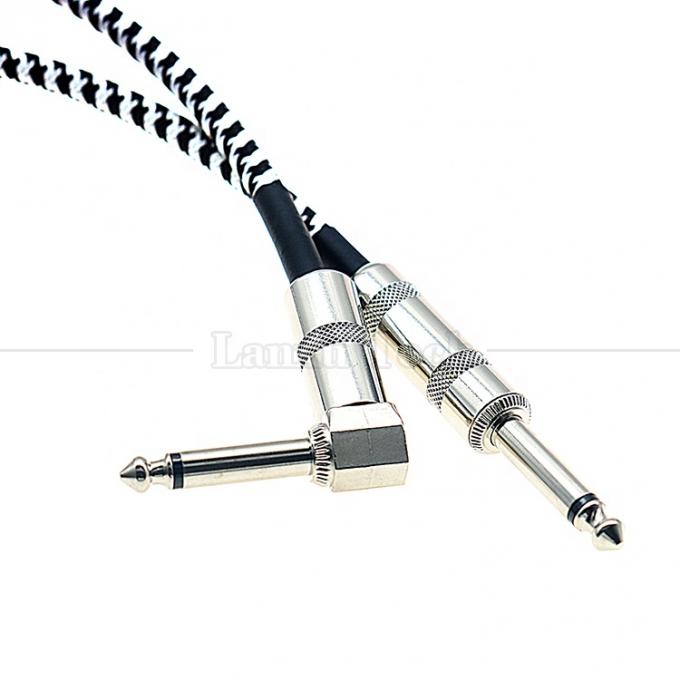 Metal trenzado en ángulo recto de 3M 6.35mm 1/4 TS Jack Audio Guitarra eléctrica Instrumento de efecto de bajo Amp Patch Cable de plomo 3
