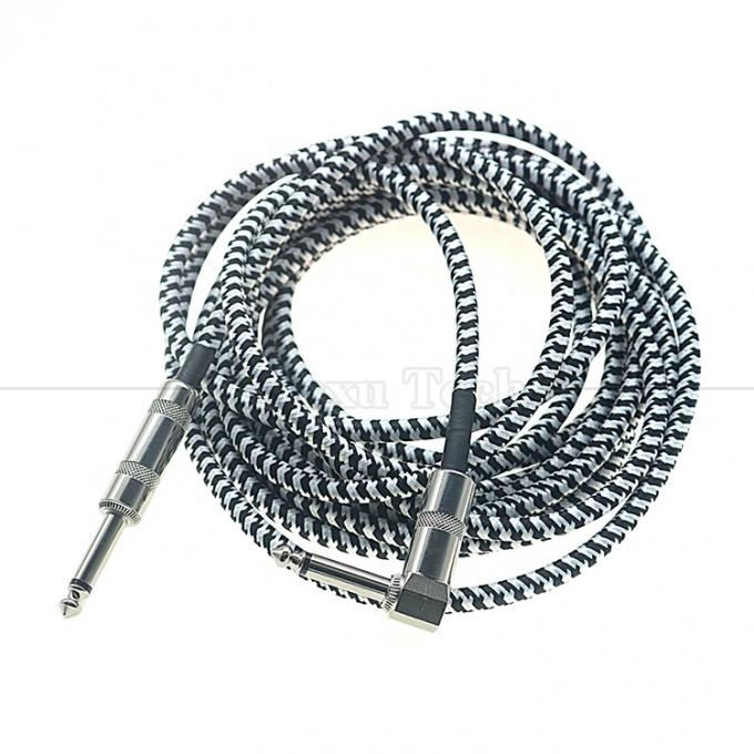Metal trenzado en ángulo recto de 3M 6.35mm 1/4 TS Jack Audio Guitarra eléctrica Instrumento de efecto de bajo Amp Patch Cable de plomo 2