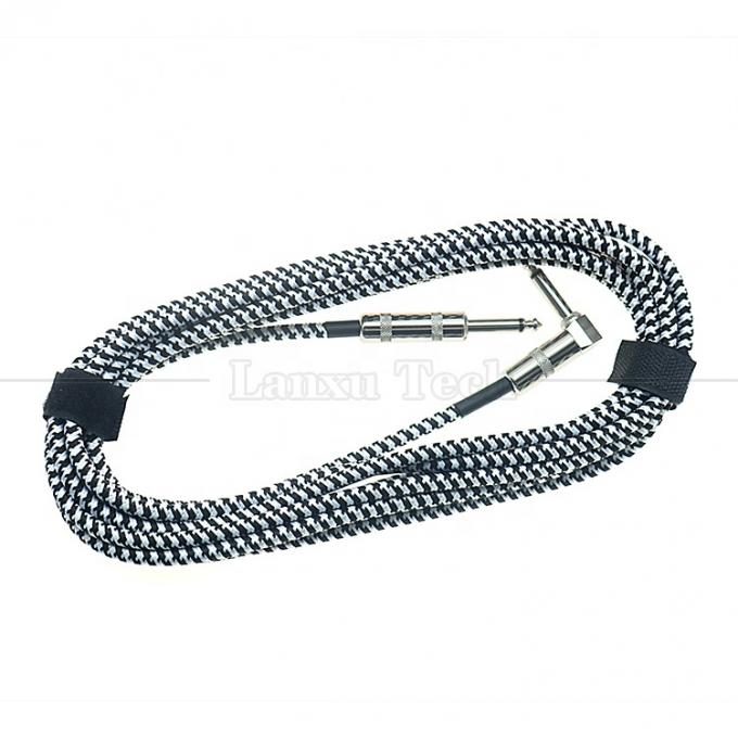 Metal trenzado en ángulo recto de 3M 6.35mm 1/4 TS Jack Audio Guitarra eléctrica Instrumento de efecto de bajo Amp Patch Cable de plomo 5