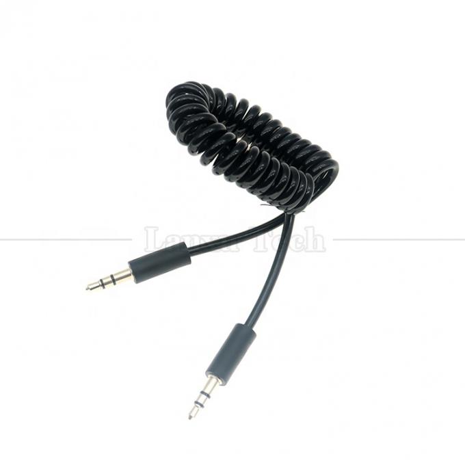 Cable de extensión de audio de resorte enrollado de macho a macho de 3,5 mm Jack Aux 0