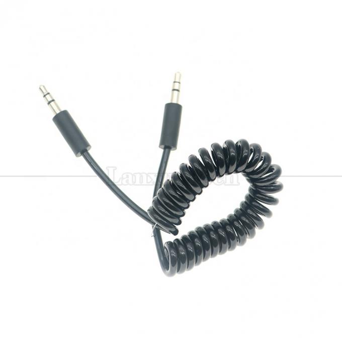 Cable de extensión de audio de resorte enrollado de macho a macho de 3,5 mm Jack Aux 4