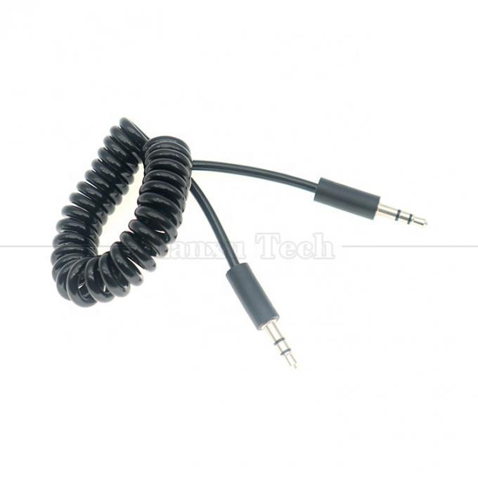 Cable de extensión de audio de resorte enrollado de macho a macho de 3,5 mm Jack Aux 2
