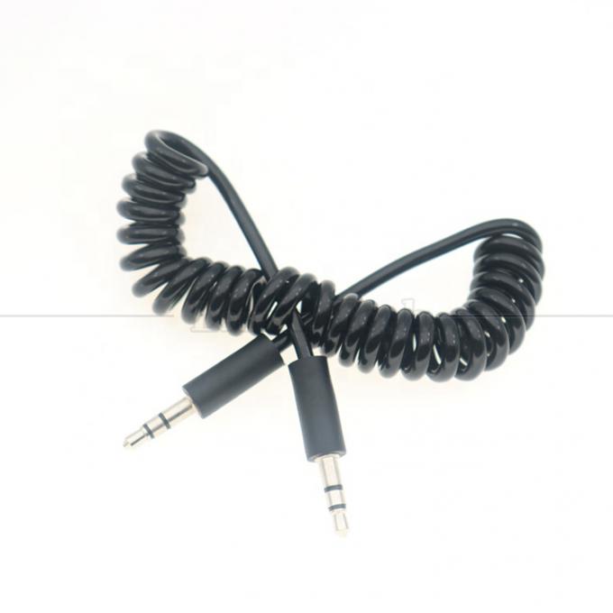 Cable de extensión de audio de resorte enrollado de macho a macho de 3,5 mm Jack Aux 5