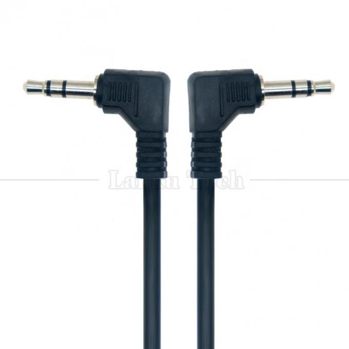 Ángulo recto de 90 grados de macho a macho 3 polos TRS 3,5 mm cable de extensión de conector de audio 2