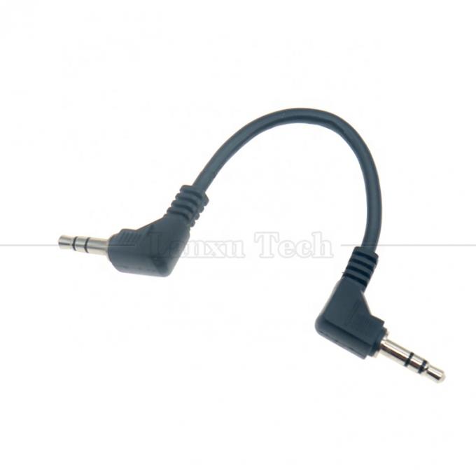Ángulo recto de 90 grados de macho a macho 3 polos TRS 3,5 mm cable de extensión de conector de audio 1