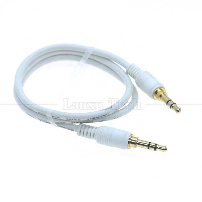Cable de extensión de audio de alta calidad de oro plateado de macho a macho 3.5mm TRS 3 polos 3