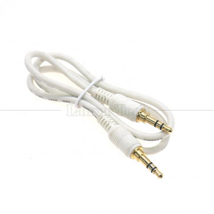 Cable de extensión de audio de alta calidad de oro plateado de macho a macho 3.5mm TRS 3 polos 0