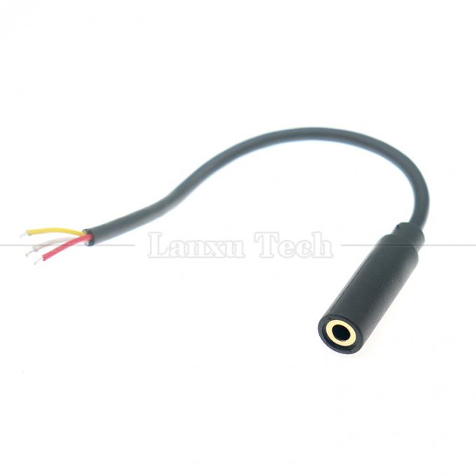 Revestido en oro 3.5mm TRS 3 Ploes Shield Jack de audio de mujer a cables desnudos de lata 0