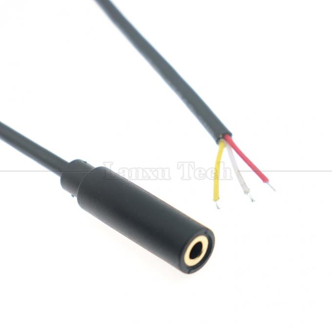 Revestido en oro 3.5mm TRS 3 Ploes Shield Jack de audio de mujer a cables desnudos de lata 3