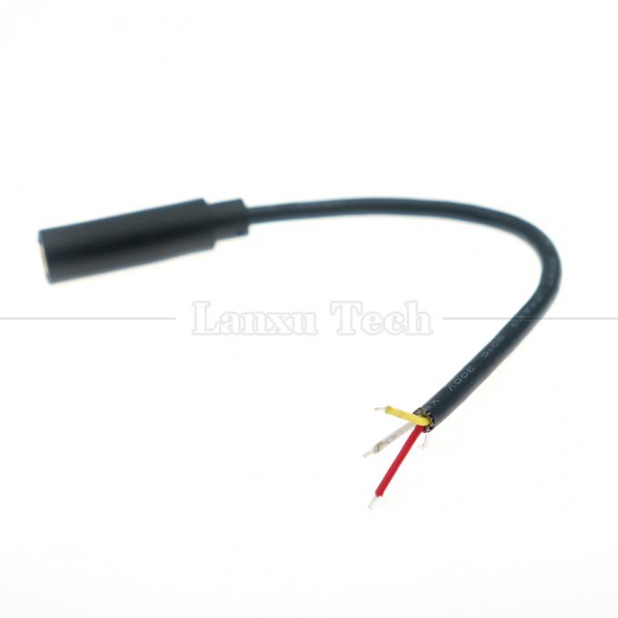 Revestido en oro 3.5mm TRS 3 Ploes Shield Jack de audio de mujer a cables desnudos de lata 4