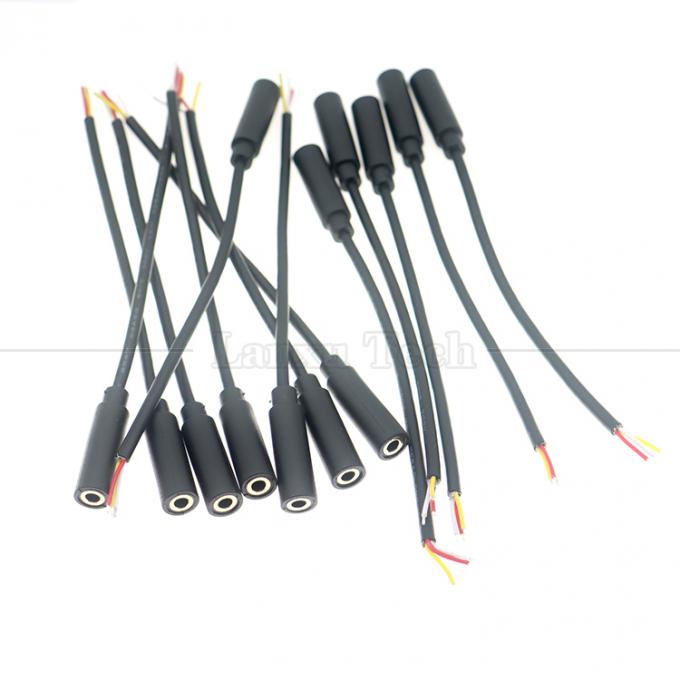 Revestido en oro 3.5mm TRS 3 Ploes Shield Jack de audio de mujer a cables desnudos de lata 5