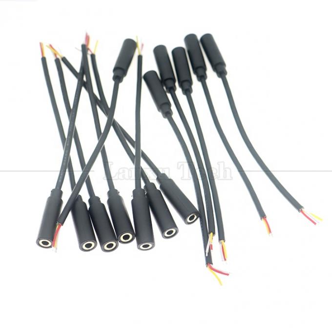 TRS de 3,5 mm personalizado con 3 postes Jack de audio de escudo de mujer a abierto Cables de extremo desnudo enlatados 5
