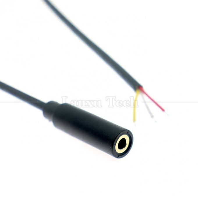 TRS de 3,5 mm personalizado con 3 postes Jack de audio de escudo de mujer a abierto Cables de extremo desnudo enlatados 2