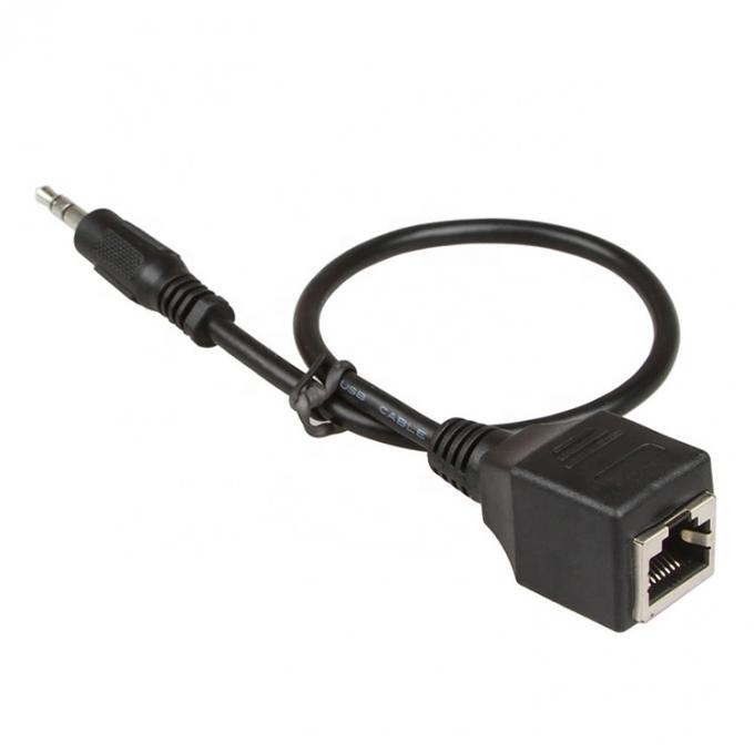 3.5mm Stereo Jack a RJ45 Socket Female Cat5 Cat6 Ethernet extensor de audio por cable 2