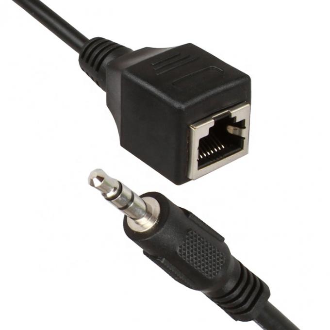 3.5mm Stereo Jack a RJ45 Socket Female Cat5 Cat6 Ethernet extensor de audio por cable 0