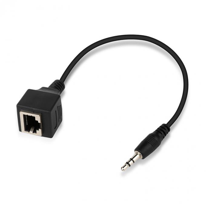 3.5mm Stereo Jack a RJ45 Socket Female Cat5 Cat6 Ethernet extensor de audio por cable 1