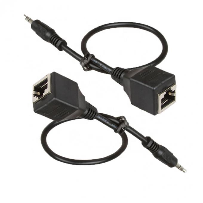 3.5mm Stereo Jack a RJ45 Socket Female Cat5 Cat6 Ethernet extensor de audio por cable 4