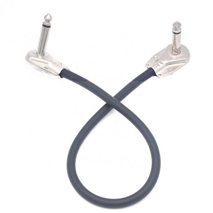 1/4 6.35mm de pulgada de plata de oro ángulo derecho mono TS Audio Jack Instrument Guitar Patch Cable 2