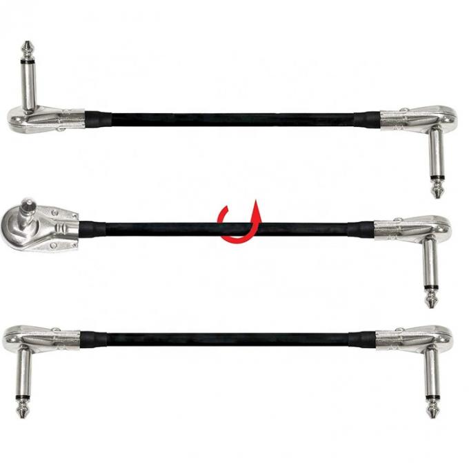 1/4 6.35mm de pulgada de plata de oro ángulo derecho mono TS Audio Jack Instrument Guitar Patch Cable 3
