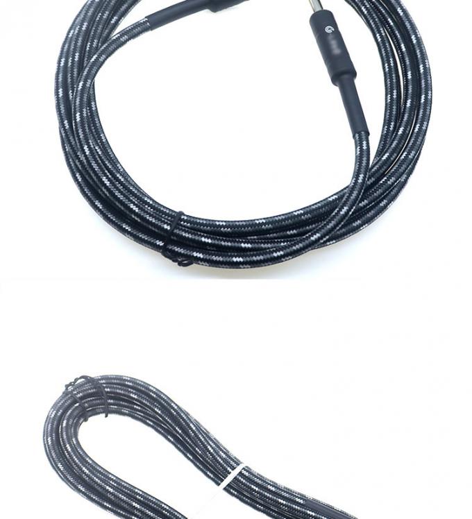 L forma 90 grados ángulo recto a recto duradero chaqueta trenzada 6.35mm Ts Jack instrumento guitarra eléctrica parche de audio cable 1