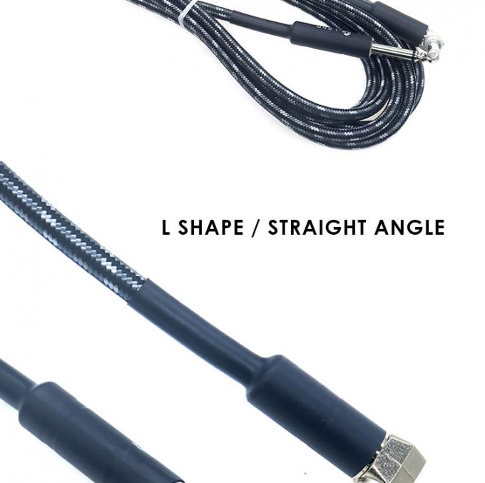 L forma 90 grados ángulo recto a recto duradero chaqueta trenzada 6.35mm Ts Jack instrumento guitarra eléctrica parche de audio cable 2