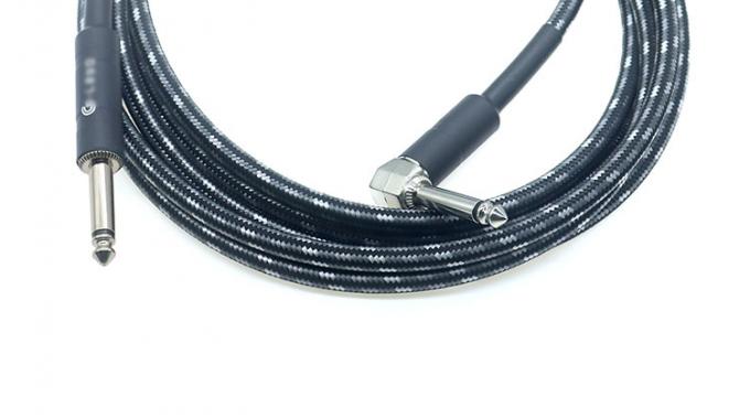 L forma 90 grados ángulo recto a recto duradero chaqueta trenzada 6.35mm Ts Jack instrumento guitarra eléctrica parche de audio cable 5