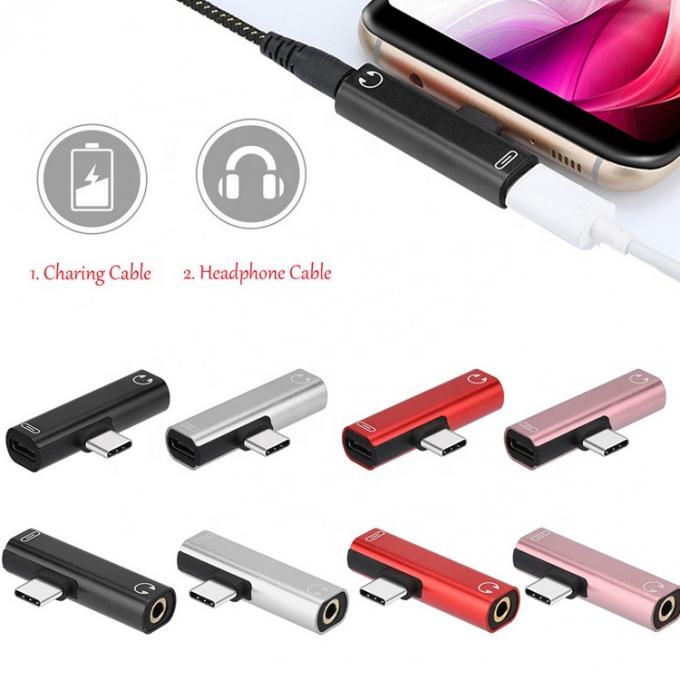 2 en 1 USB Tipo C a 3.5mm Jack PD Cargando adaptador de audio para auriculares 0