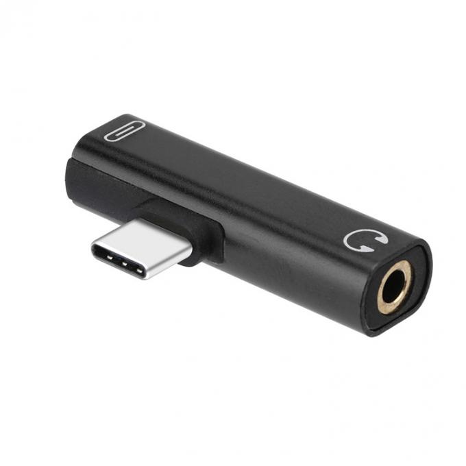 2 en 1 USB Tipo C a 3.5mm Jack PD Cargando adaptador de audio para auriculares 3