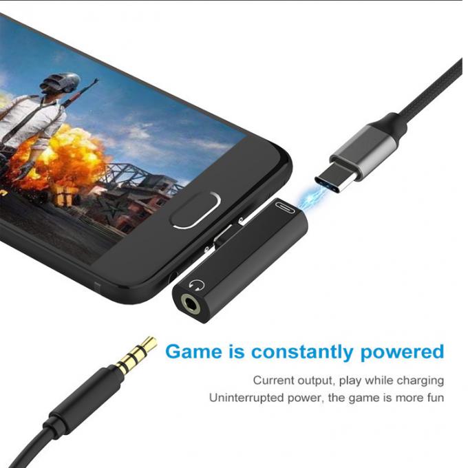 2 en 1 USB Tipo C a 3.5mm Jack PD Cargando adaptador de audio para auriculares 7