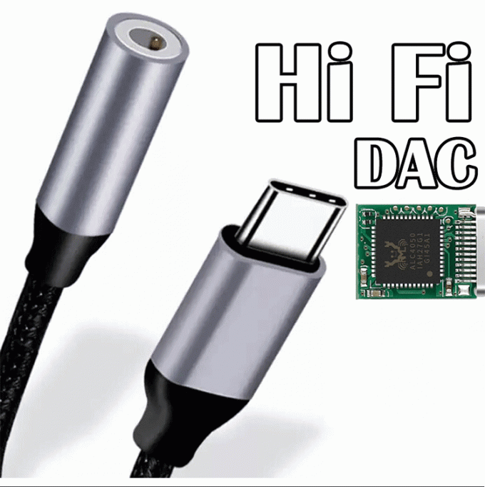 Hifi DAC USB Tipo C a 3,5 mm conector de auriculares Adaptador de audio para Samsung Huawei Oneplus Meizu Google Oneplus 0