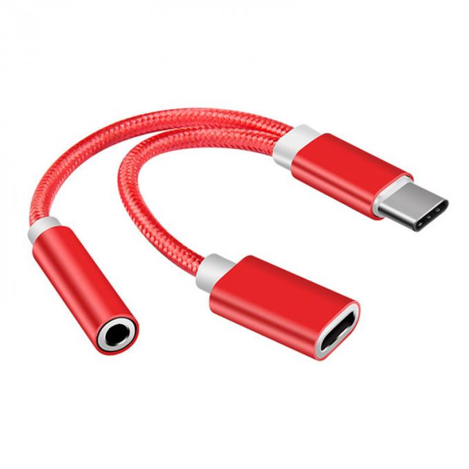 2 en 1 Tipo C a 3,5 mm Cargador de auriculares Jack de audio USB C Cable portátil Tipo C a 3,5 mm Adaptador de conector para teléfono móvil 1
