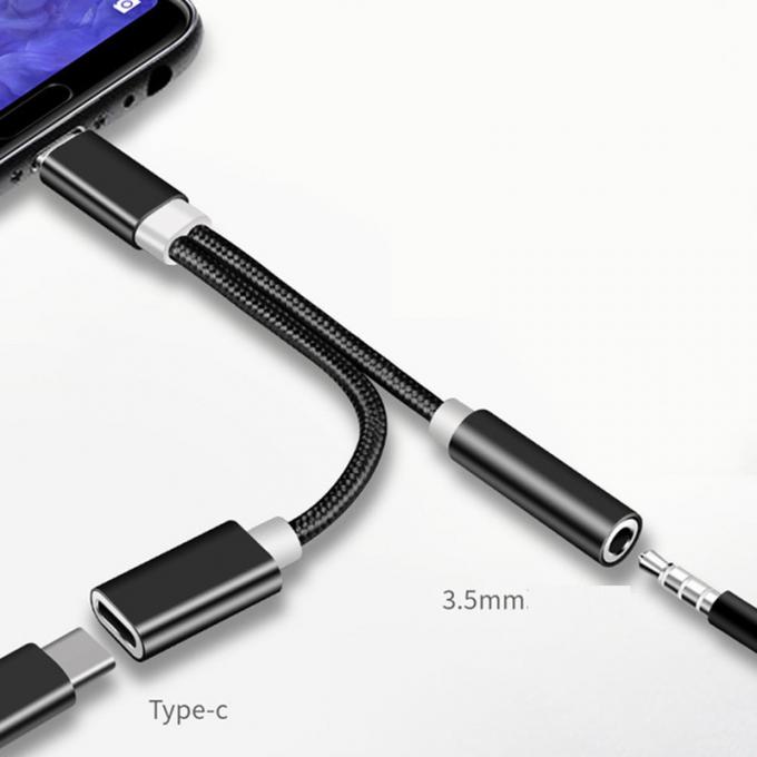 2 en 1 Tipo C a 3,5 mm Cargador de auriculares Jack de audio USB C Cable portátil Tipo C a 3,5 mm Adaptador de conector para teléfono móvil 3