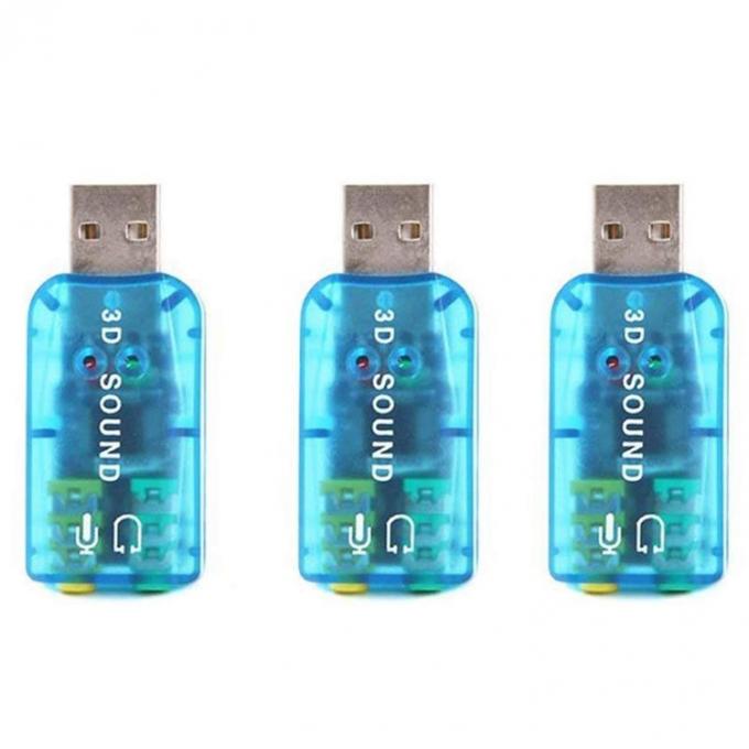 Plug and Play 5.1 Micrófono externo 3D Estudio estéreo Audio Interfaz USB Adaptador de tarjeta de sonido con auriculares de 3,5 mm 7