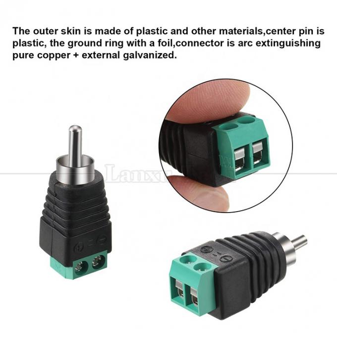 RCA Femenino Hombre a tornillo Terminal AV Fono Conector de cable sin soldadura convertidor de conector de cable Adaptador de audio 1