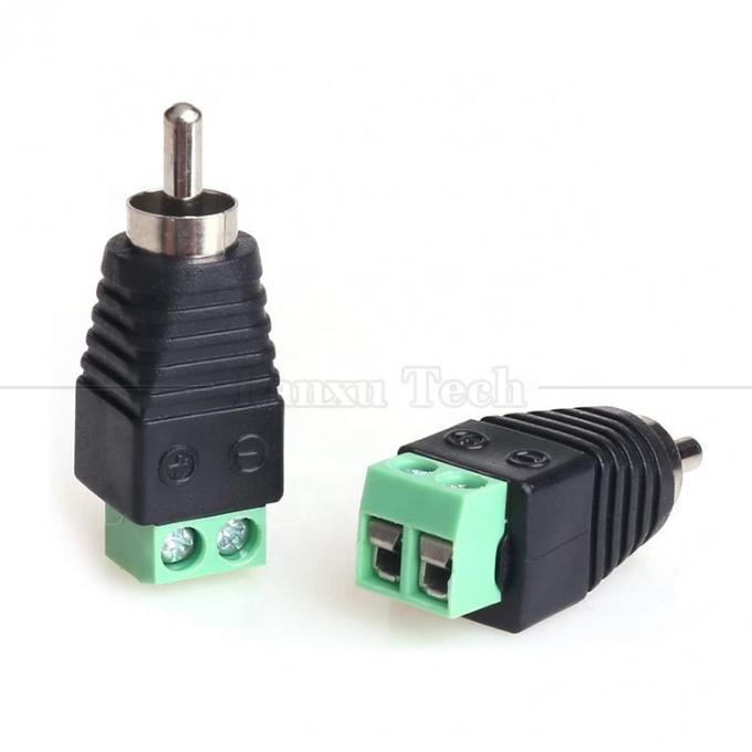 RCA Femenino Hombre a tornillo Terminal AV Fono Conector de cable sin soldadura convertidor de conector de cable Adaptador de audio 2