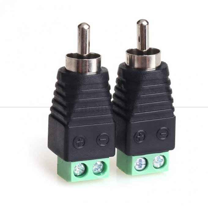 RCA Femenino Hombre a tornillo Terminal AV Fono Conector de cable sin soldadura convertidor de conector de cable Adaptador de audio 3