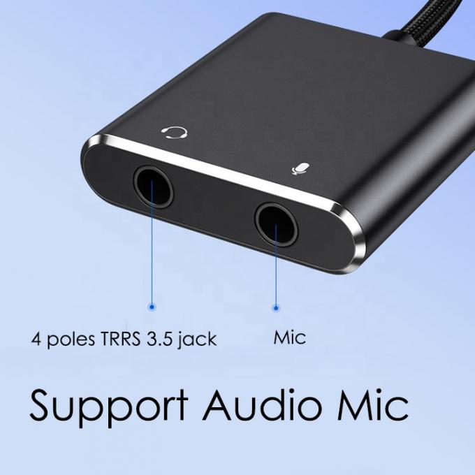 Plug and Play Audio Mic Studio Headset Adaptador de tarjeta de sonido USB para computadora portátil 1