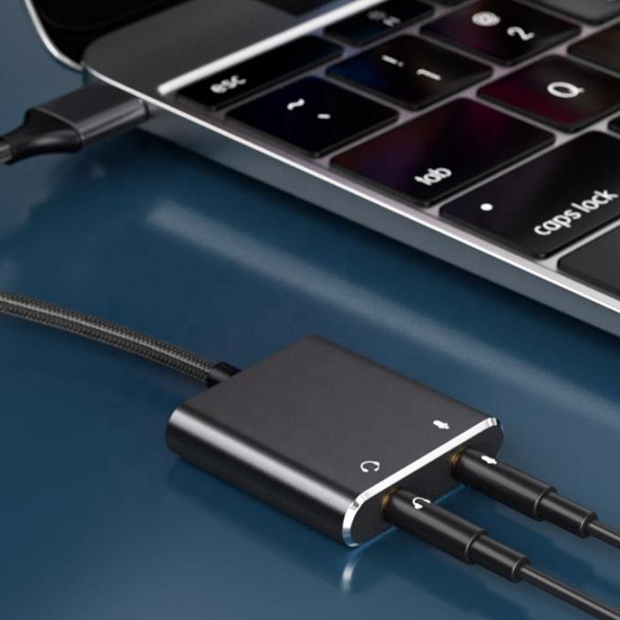Plug and Play Audio Mic Studio Headset Adaptador de tarjeta de sonido USB para computadora portátil 3