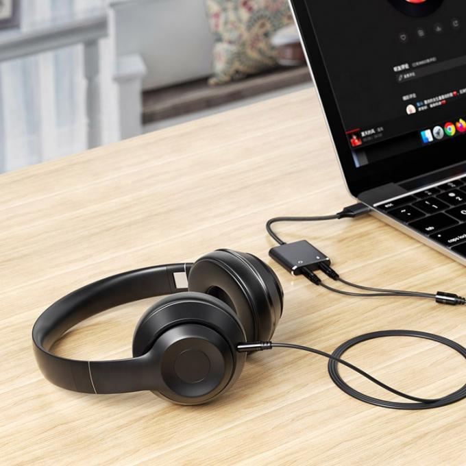 Plug and Play Audio Mic Studio Headset Adaptador de tarjeta de sonido USB para computadora portátil 4