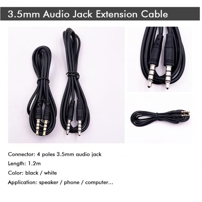 Stock Hombre a Hombre 3,5 mm 4 polos Jack estéreo Micrófono Cable de extensión de audio para auriculares altavoz de ordenador 1
