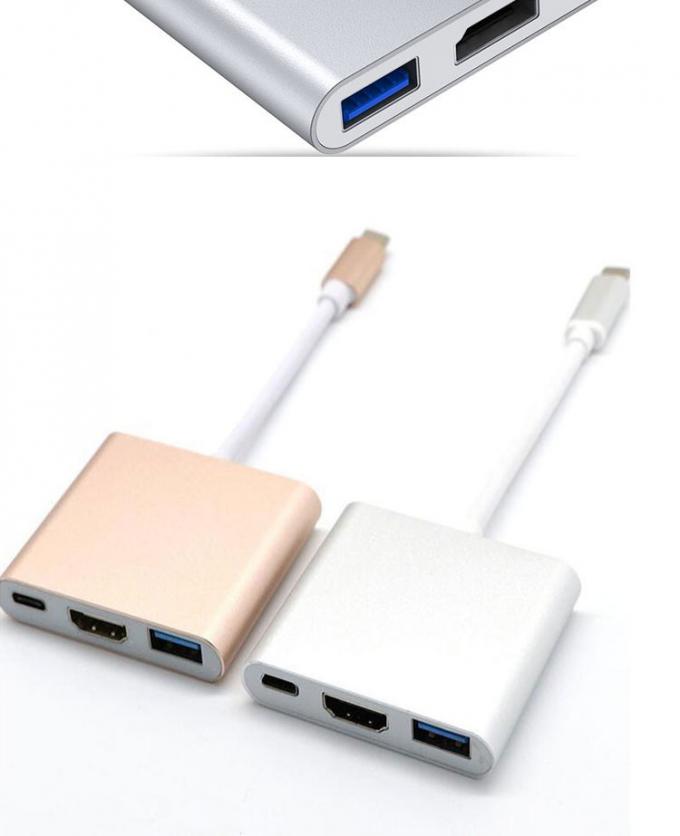 3 en 1 PD Carga 4K 1080P USB Tipo C Adaptador del centro de la estación de acoplamiento OTG 6