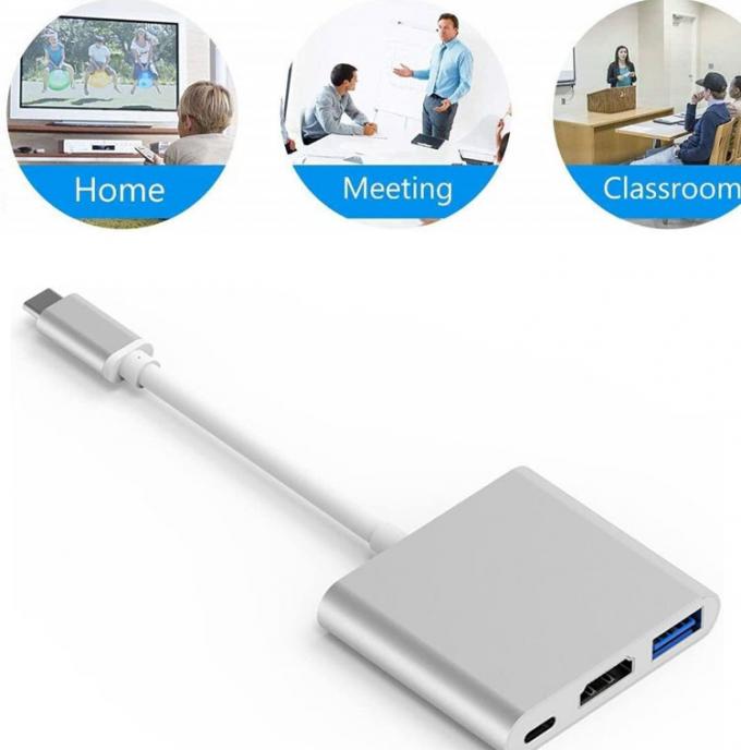 3 en 1 PD Carga 4K 1080P USB Tipo C Adaptador del centro de la estación de acoplamiento OTG 4