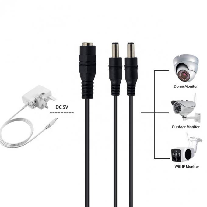1 a 2 vías 1 Hembra a 2 Hombre 5.5x2.1 mm Cable de distribución de alimentación continua para cámaras de circuito cerrado 6