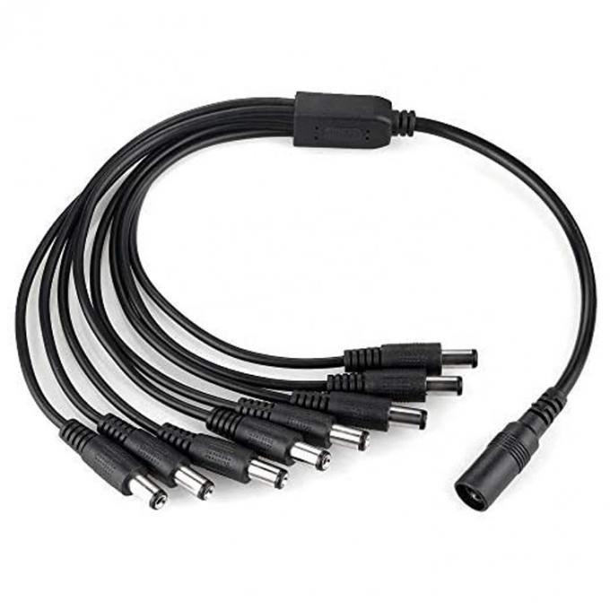 1 a 8 vías 1 Hembra a 8 Hombre 5.5x2.1 mm Cable de distribución de suministro de energía CC para cámara de circuito cerrado LED 1