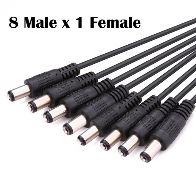 1 a 8 vías 1 Hembra a 8 Hombre 5.5x2.1 mm Cable de distribución de suministro de energía CC para cámara de circuito cerrado LED 2