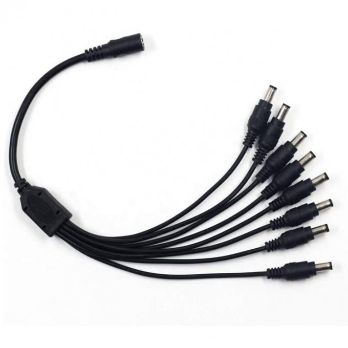 1 a 8 vías 1 Hembra a 8 Hombre 5.5x2.1 mm Cable de distribución de suministro de energía CC para cámara de circuito cerrado LED 6