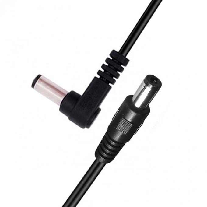 Ángulo recto de 90 grados de macho a macho recto 5.5x2.1mm Jack de barril Cable de extensión de energía DC 4